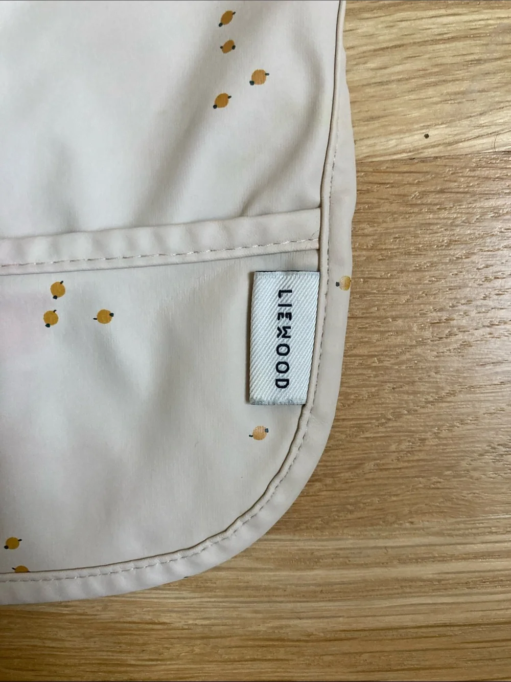 Waterproof Kids Feeding Bib Smock in Cream with Orange Print